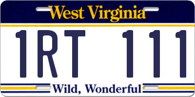 WV license plate 1RT111