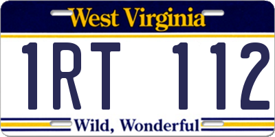WV license plate 1RT112