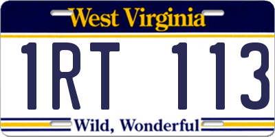 WV license plate 1RT113