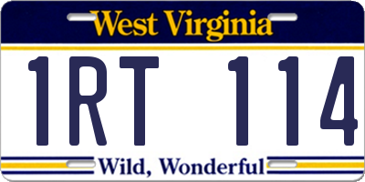 WV license plate 1RT114