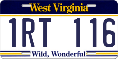 WV license plate 1RT116
