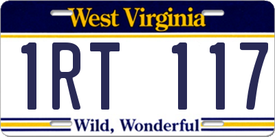 WV license plate 1RT117