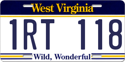 WV license plate 1RT118