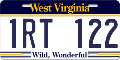 WV license plate 1RT122