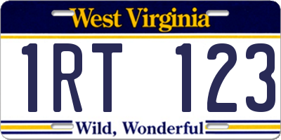 WV license plate 1RT123