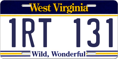 WV license plate 1RT131