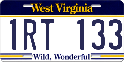 WV license plate 1RT133