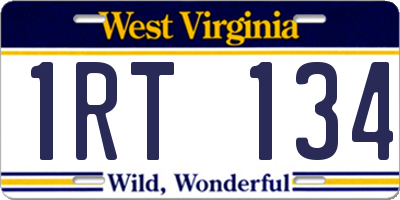 WV license plate 1RT134