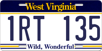 WV license plate 1RT135