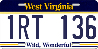WV license plate 1RT136