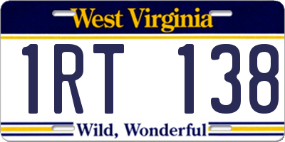 WV license plate 1RT138