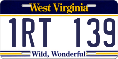 WV license plate 1RT139