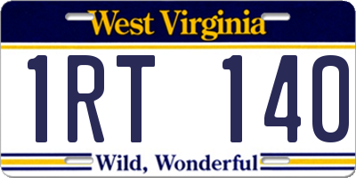 WV license plate 1RT140