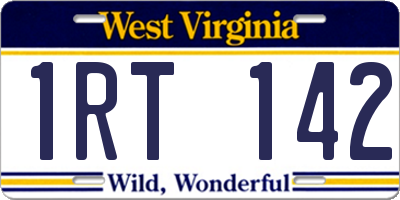 WV license plate 1RT142
