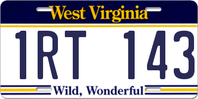 WV license plate 1RT143