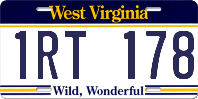 WV license plate 1RT178