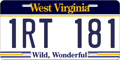 WV license plate 1RT181