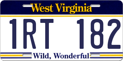 WV license plate 1RT182