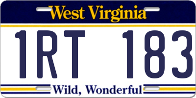 WV license plate 1RT183