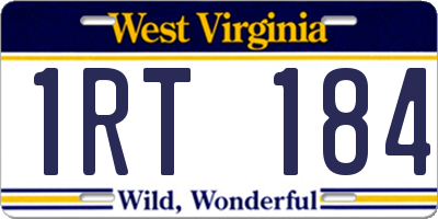 WV license plate 1RT184