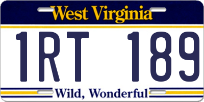 WV license plate 1RT189