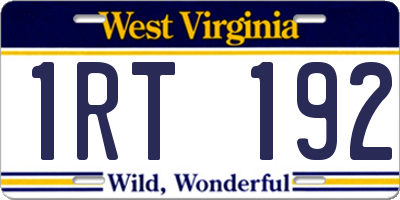 WV license plate 1RT192