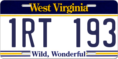 WV license plate 1RT193
