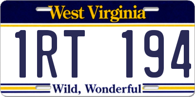 WV license plate 1RT194