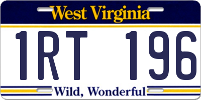 WV license plate 1RT196