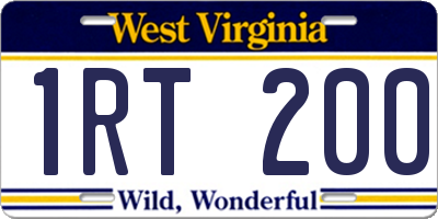 WV license plate 1RT200