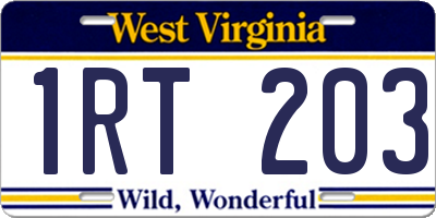 WV license plate 1RT203