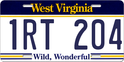 WV license plate 1RT204