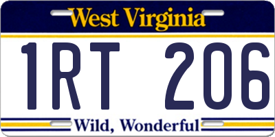WV license plate 1RT206