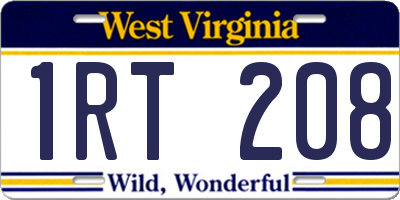 WV license plate 1RT208