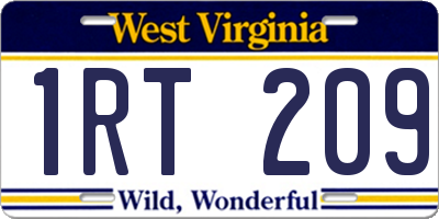 WV license plate 1RT209