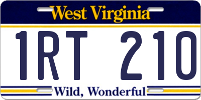 WV license plate 1RT210