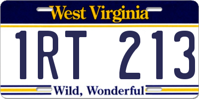 WV license plate 1RT213