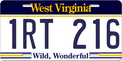 WV license plate 1RT216