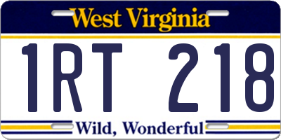 WV license plate 1RT218