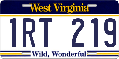 WV license plate 1RT219
