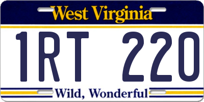WV license plate 1RT220