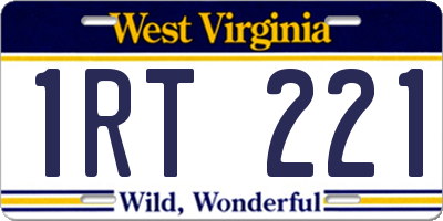 WV license plate 1RT221