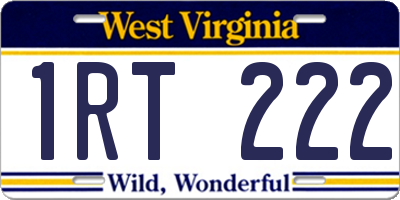 WV license plate 1RT222