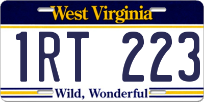 WV license plate 1RT223