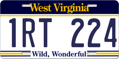 WV license plate 1RT224