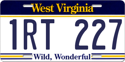 WV license plate 1RT227