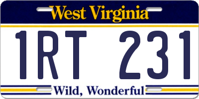 WV license plate 1RT231
