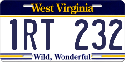 WV license plate 1RT232