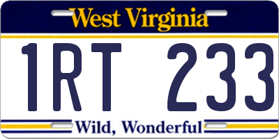 WV license plate 1RT233