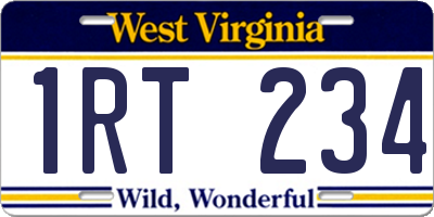 WV license plate 1RT234
